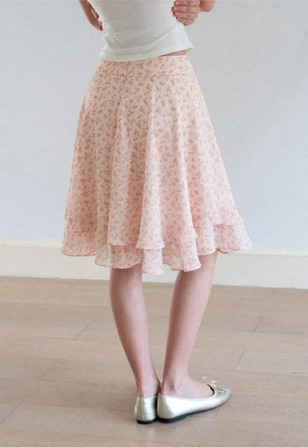 Floral Print Tiered Ruffle Hem Skirt
