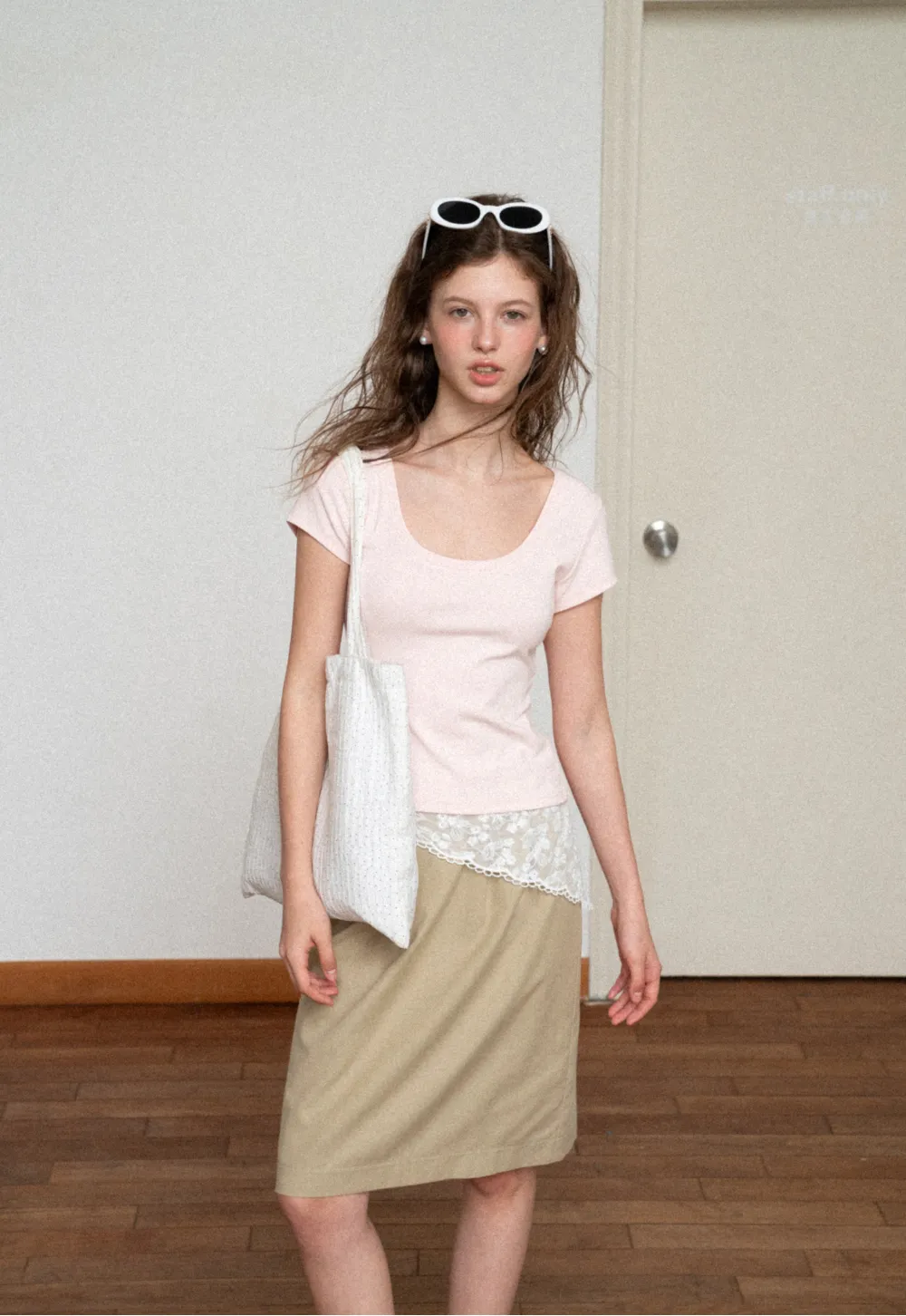 High Waist Pleated Knee Length Skirt