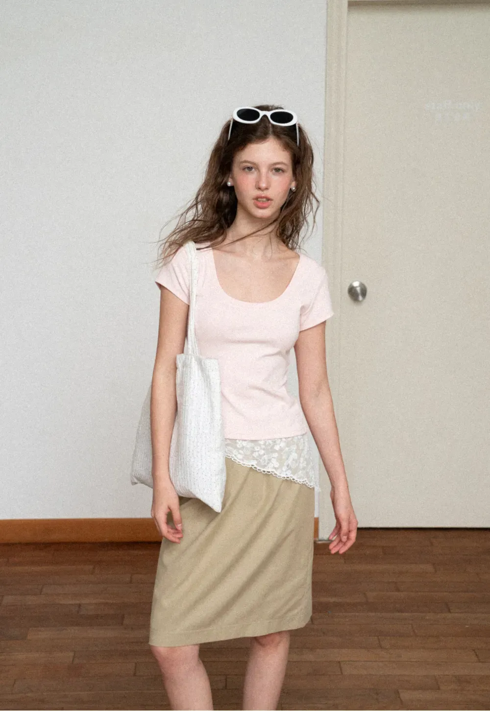 High Waist Pleated Knee Length Skirt