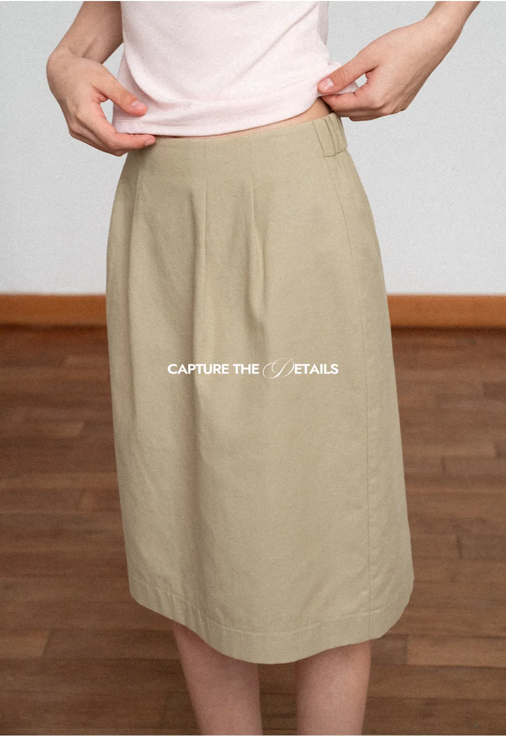 High Waist Pleated Knee Length Skirt