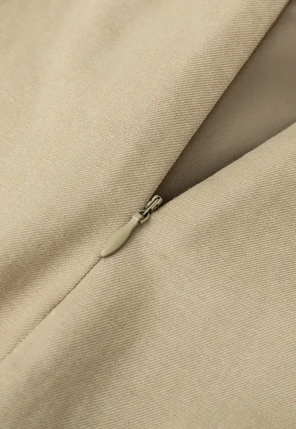 High Waist Pleated Knee Length Skirt