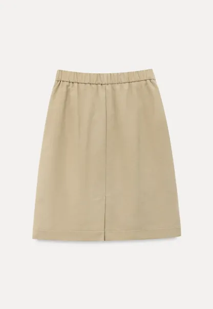 High Waist Pleated Knee Length Skirt