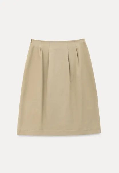 High Waist Pleated Knee Length Skirt