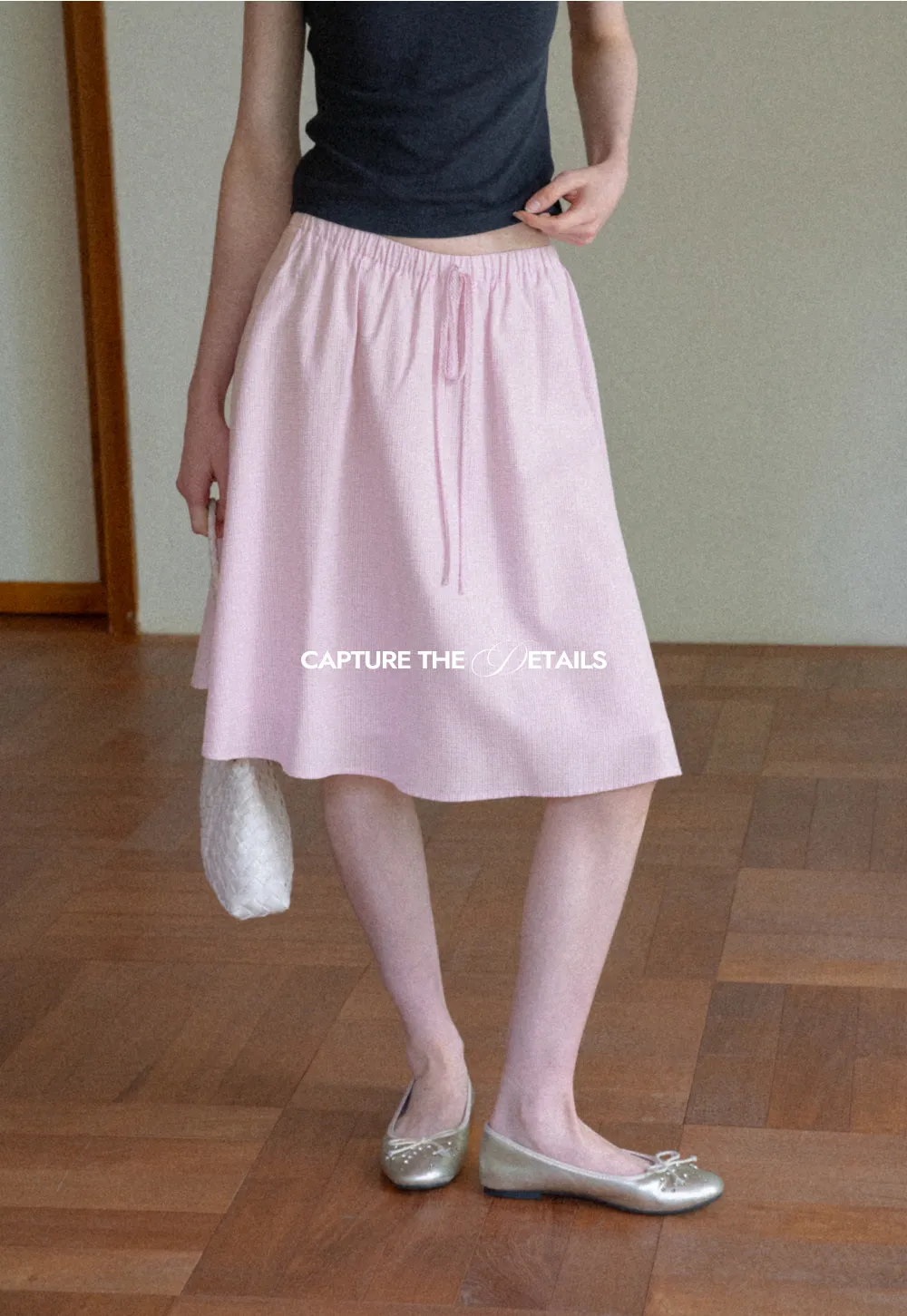 Jupe trapèze taille haute avec cordon de serrage à la taille