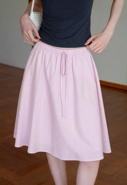 Jupe trapèze taille haute avec cordon de serrage à la taille