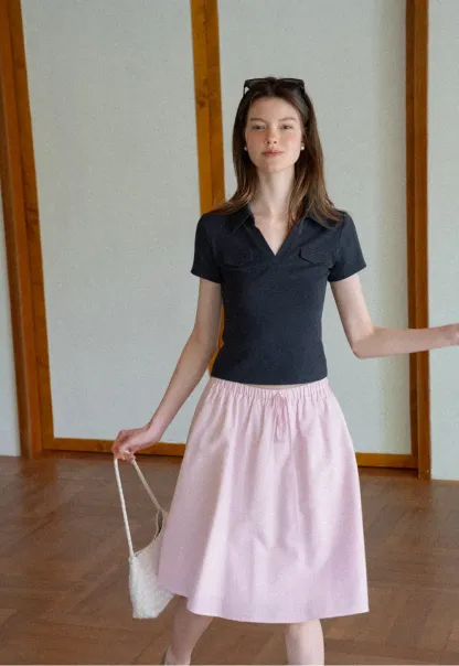 Jupe trapèze taille haute avec cordon de serrage à la taille