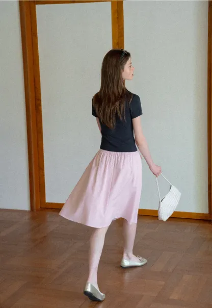 Jupe trapèze taille haute avec cordon de serrage à la taille