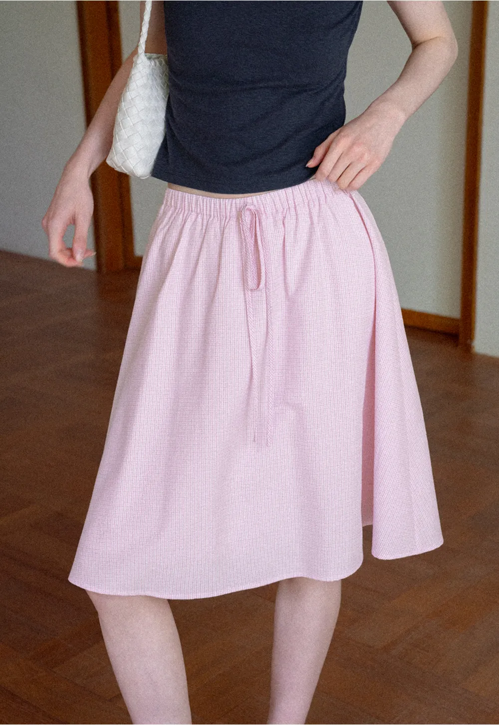Jupe trapèze taille haute avec cordon de serrage à la taille