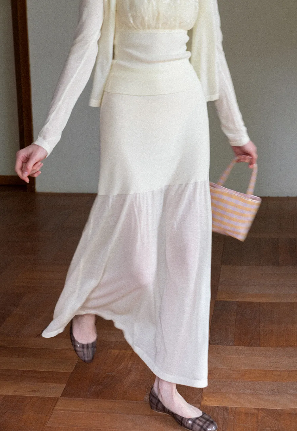 High Waist Asymmetric Hem Skirt
