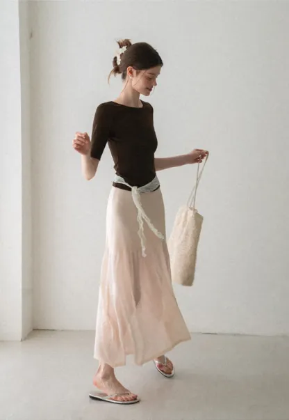 High Waist Asymmetric Hem Skirt