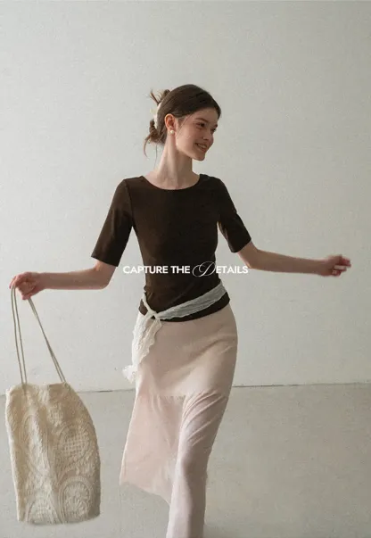 High Waist Asymmetric Hem Skirt