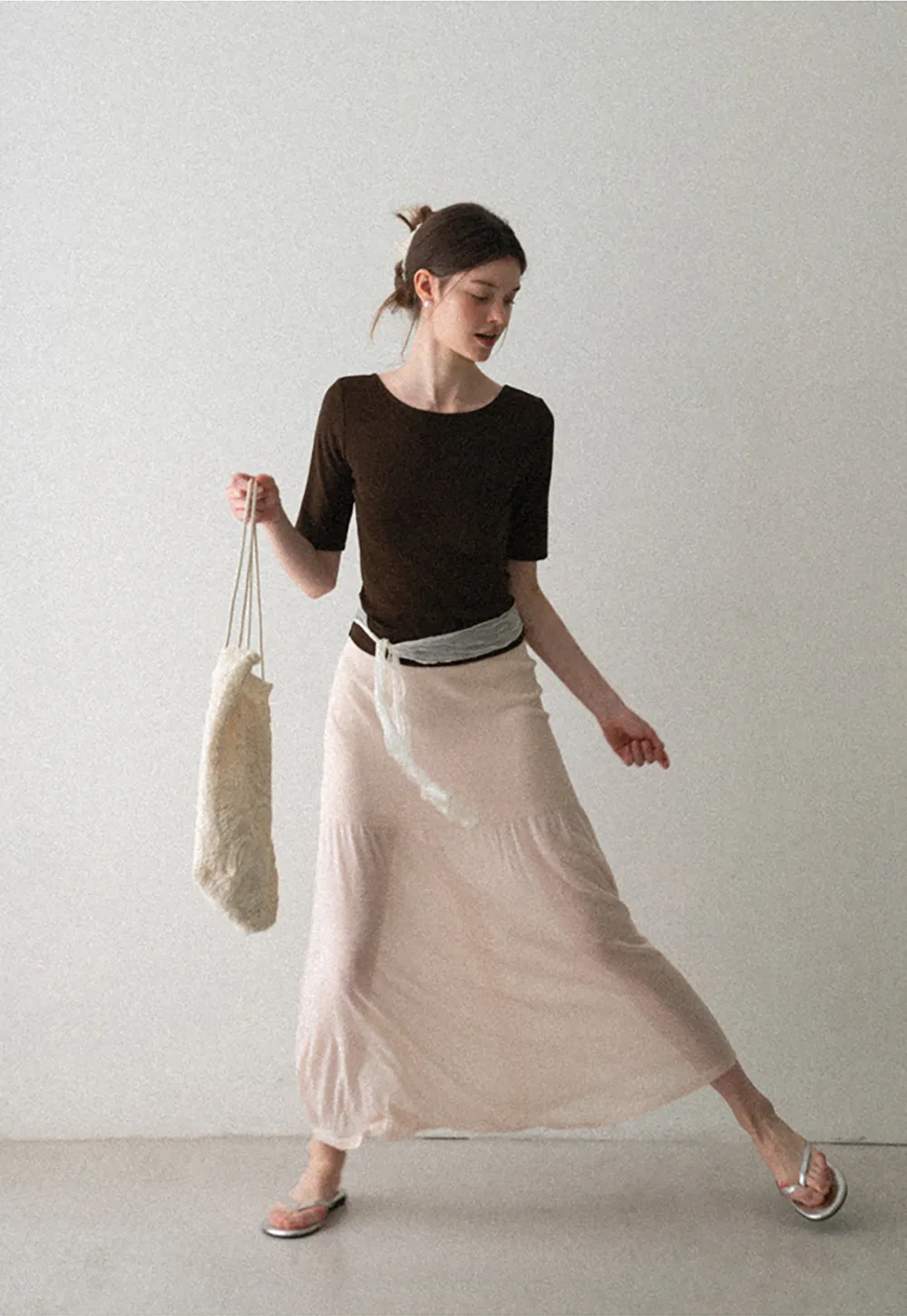 High Waist Asymmetric Hem Skirt