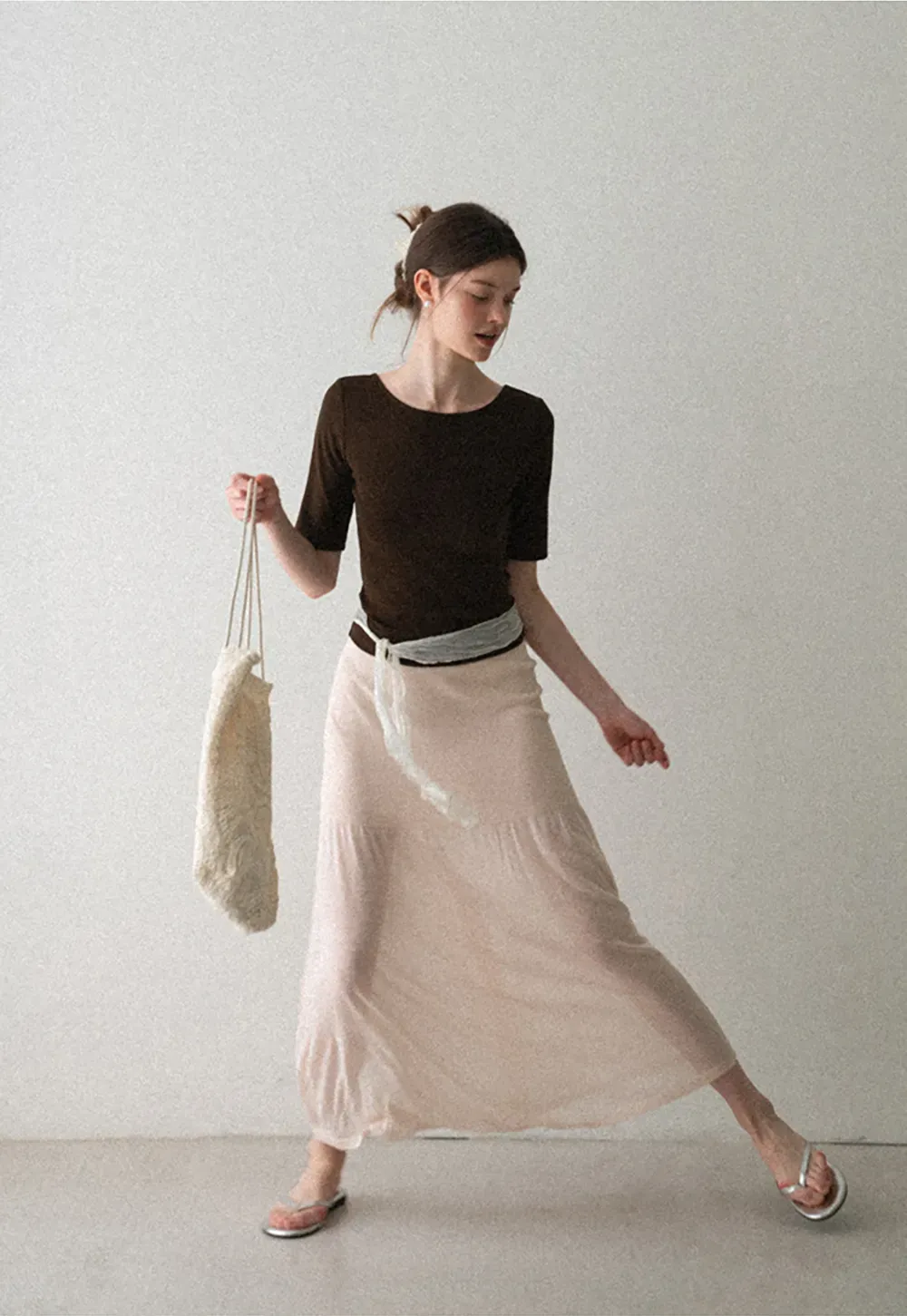 High Waist Asymmetric Hem Skirt