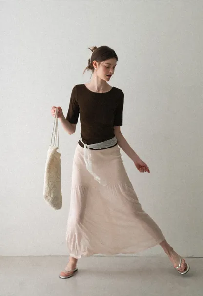 High Waist Asymmetric Hem Skirt