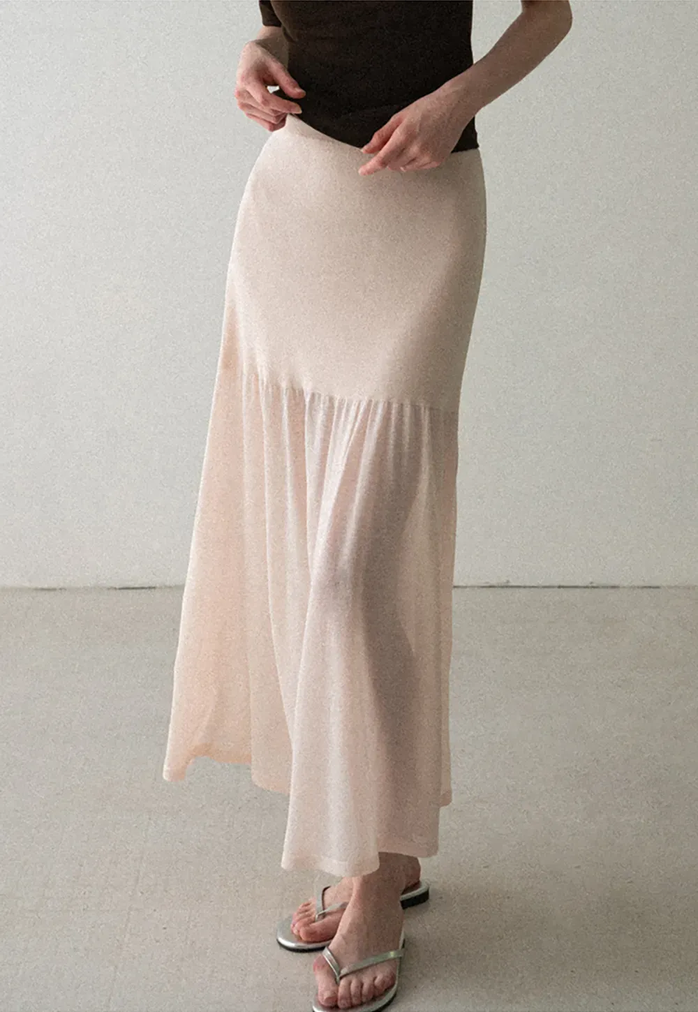 High Waist Asymmetric Hem Skirt