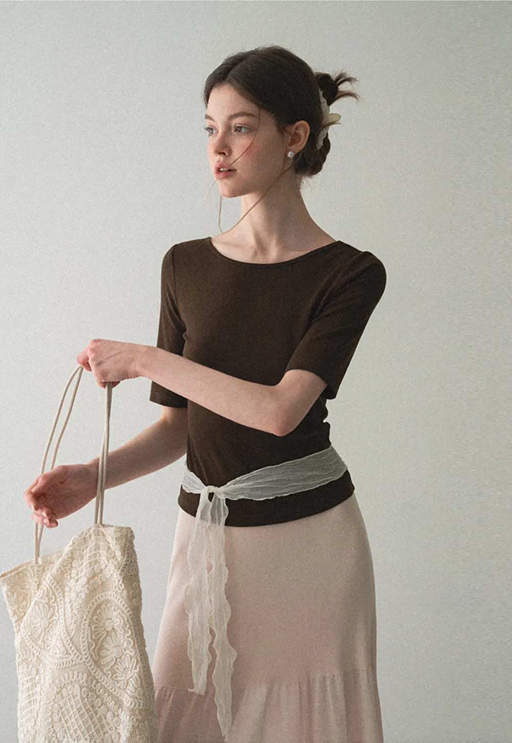 High Waist Asymmetric Hem Skirt