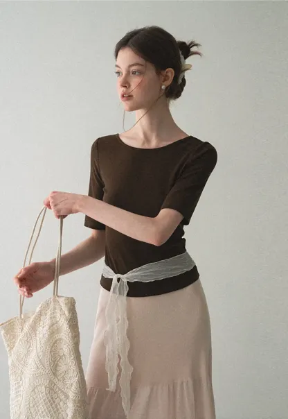 High Waist Asymmetric Hem Skirt