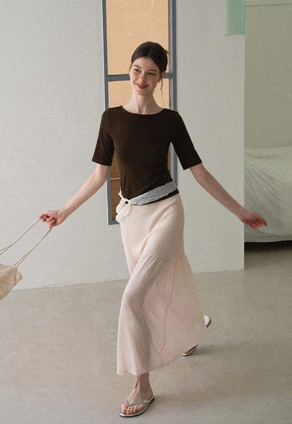 High Waist Asymmetric Hem Skirt