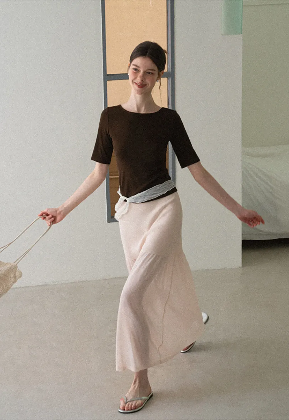 High Waist Asymmetric Hem Skirt