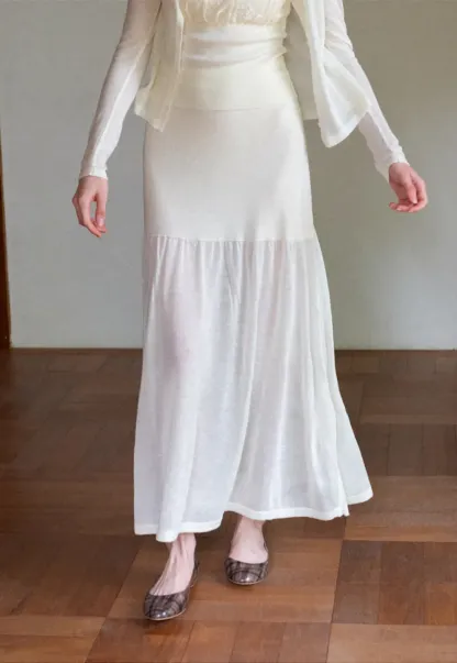 High Waist Asymmetric Hem Skirt