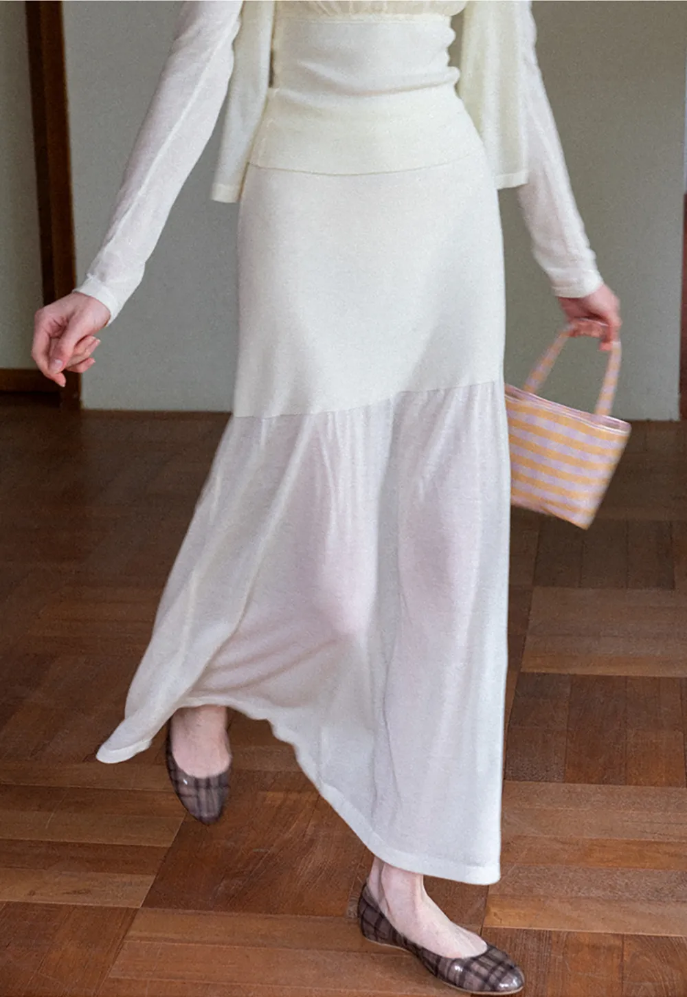 High Waist Asymmetric Hem Skirt