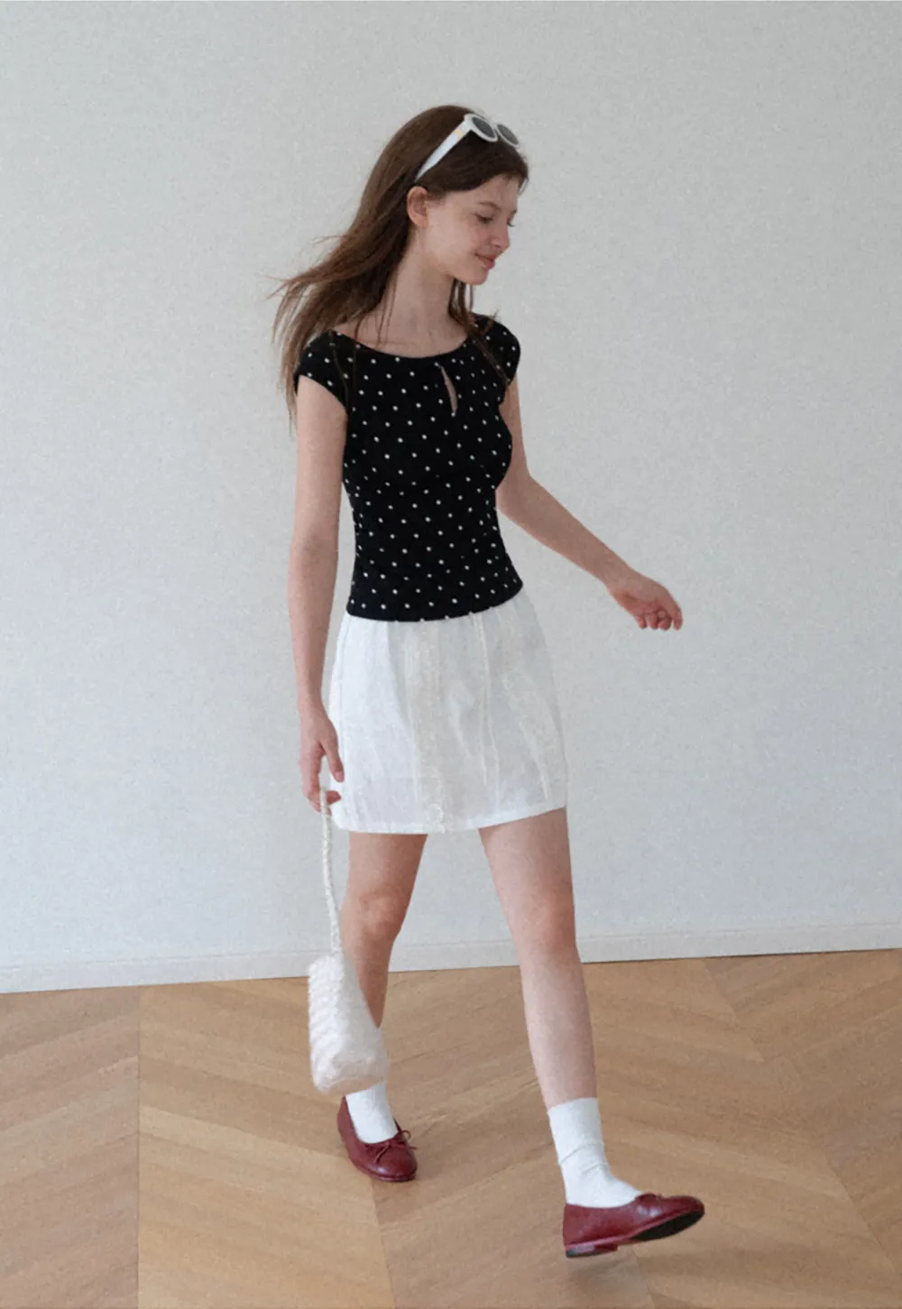 Lace Trim Drawstring A Line Skirt