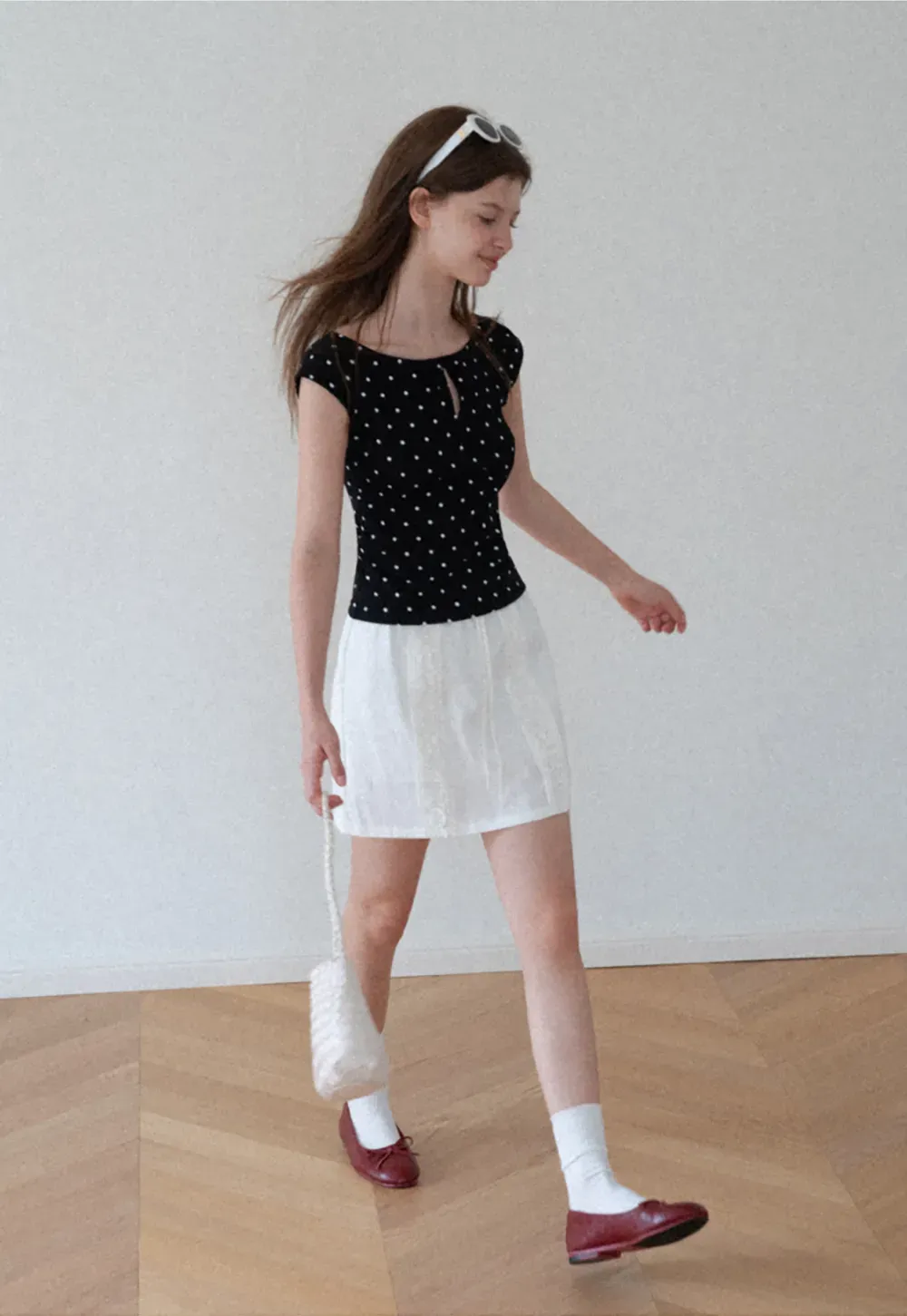 Lace Trim Drawstring A Line Skirt
