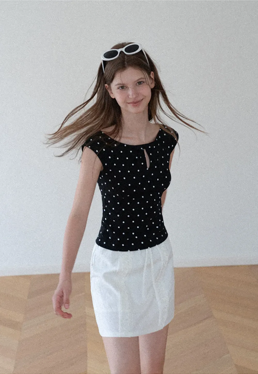 Lace Trim Drawstring A Line Skirt