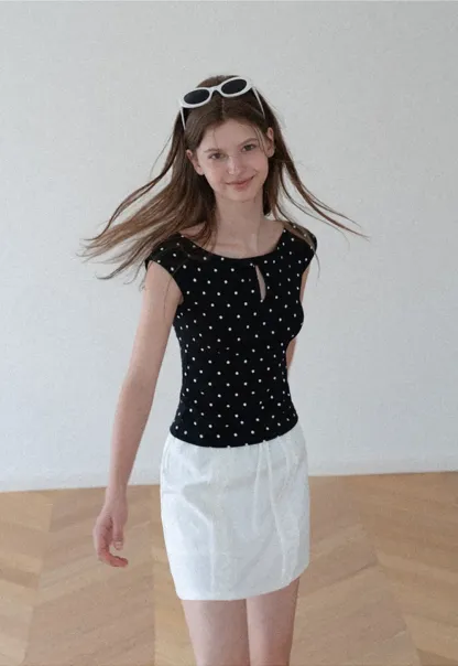Lace Trim Drawstring A Line Skirt