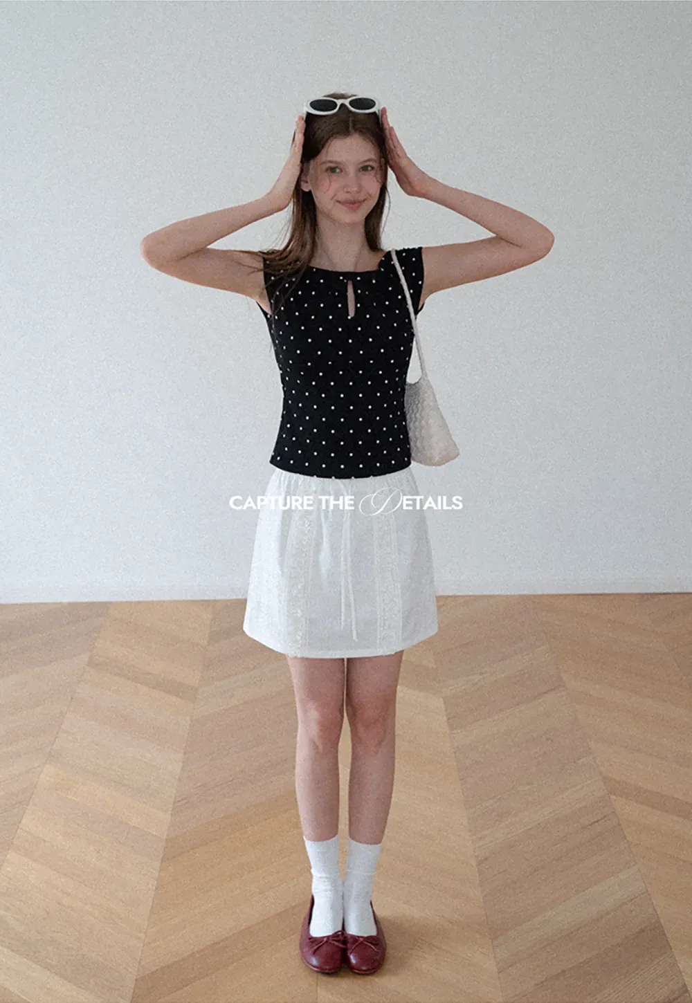 Lace Trim Drawstring A Line Skirt