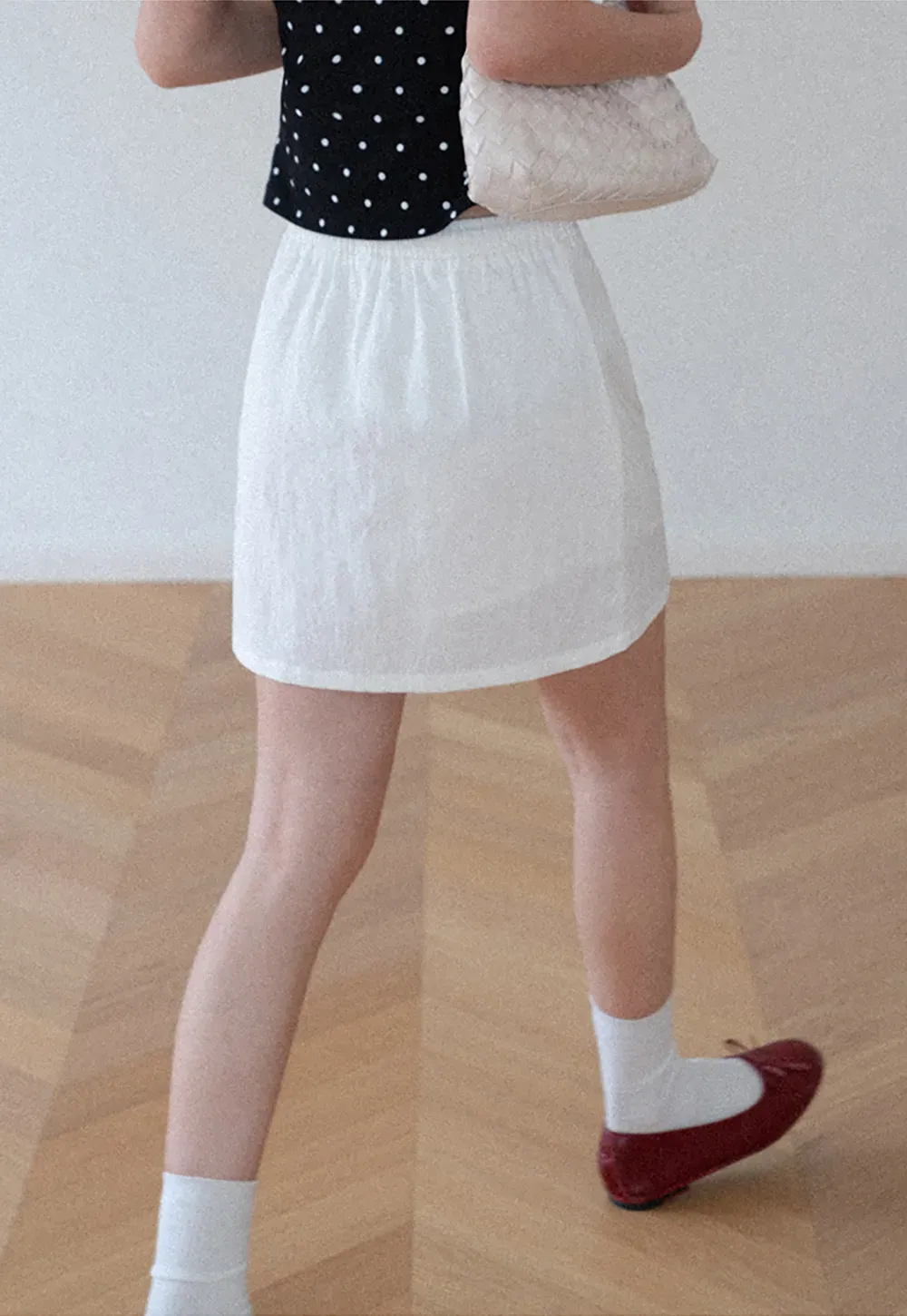Lace Trim Drawstring A Line Skirt