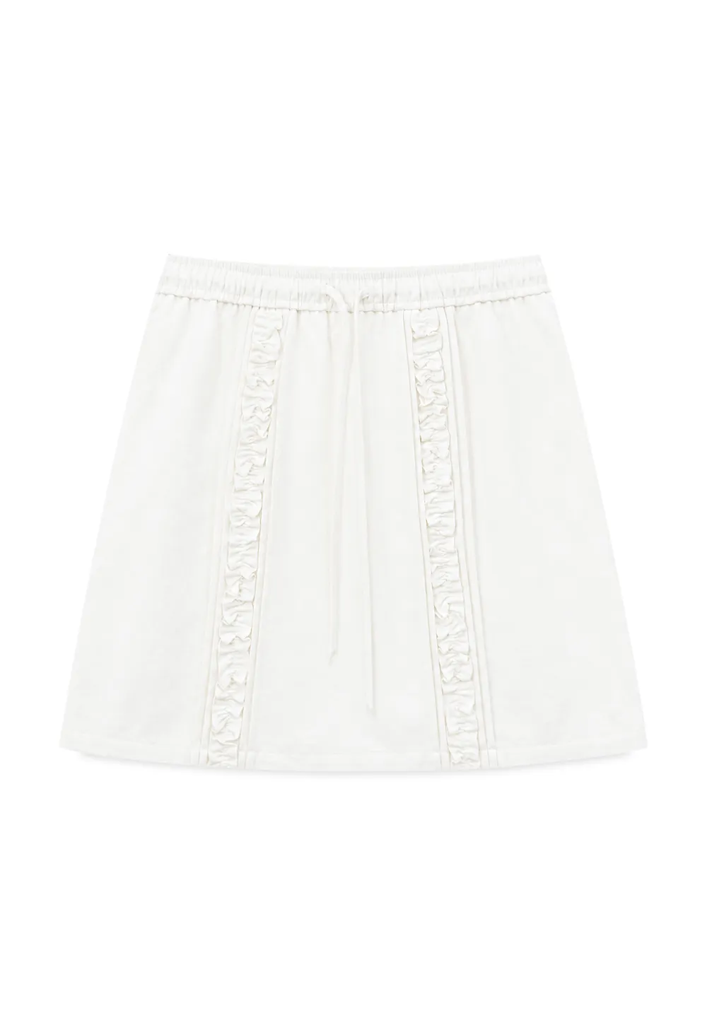 Lace Trim Drawstring A Line Skirt
