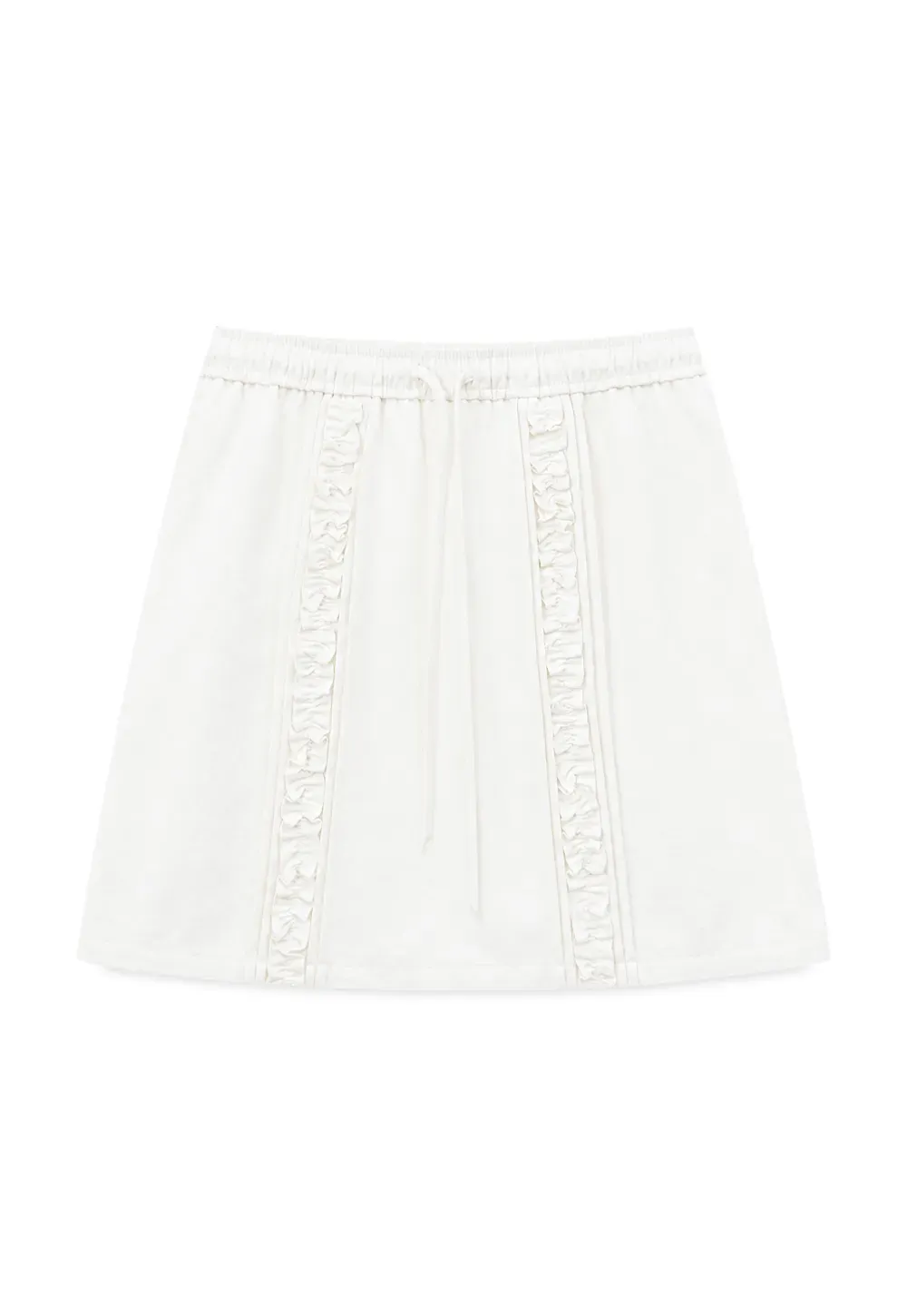 Lace Trim Drawstring A Line Skirt