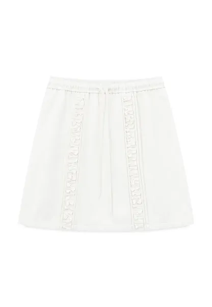 Lace Trim Drawstring A Line Skirt