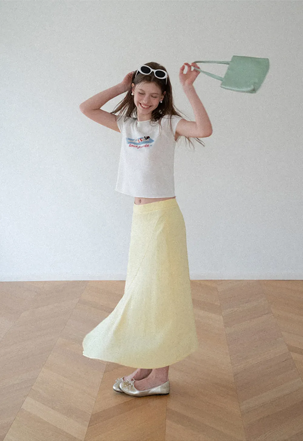 Asymmetrical Hem Flowing Midi Skirt
