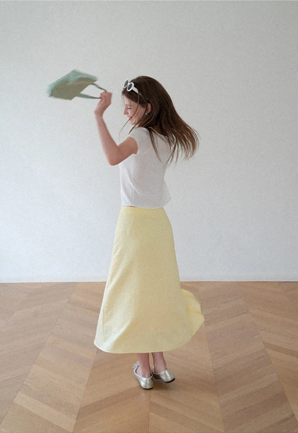 Asymmetrical Hem Flowing Midi Skirt