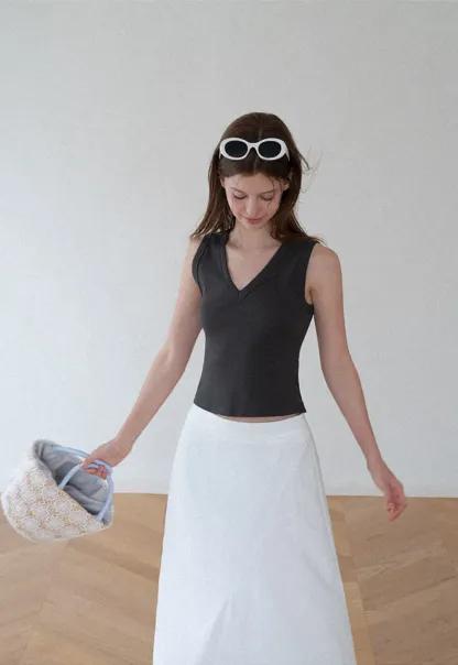 Asymmetrical Hem Flowing Midi Skirt