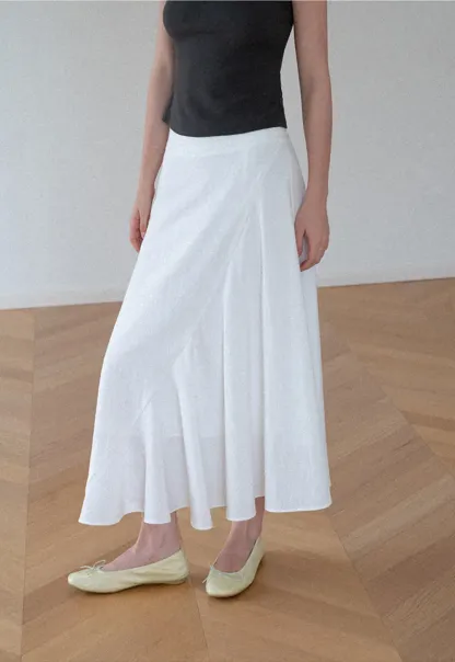Asymmetrical Hem Flowing Midi Skirt