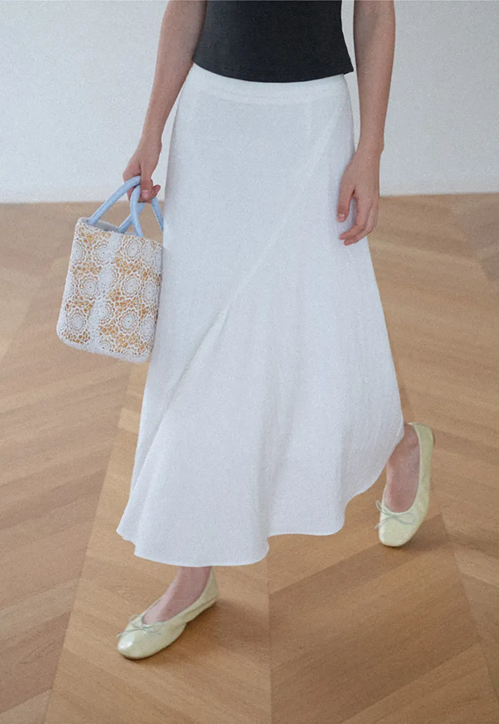 Asymmetrical Hem Flowing Midi Skirt