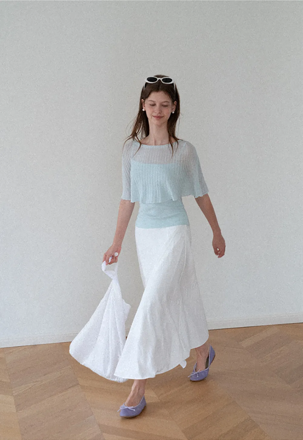 Asymmetrical Hem Flowing Midi Skirt