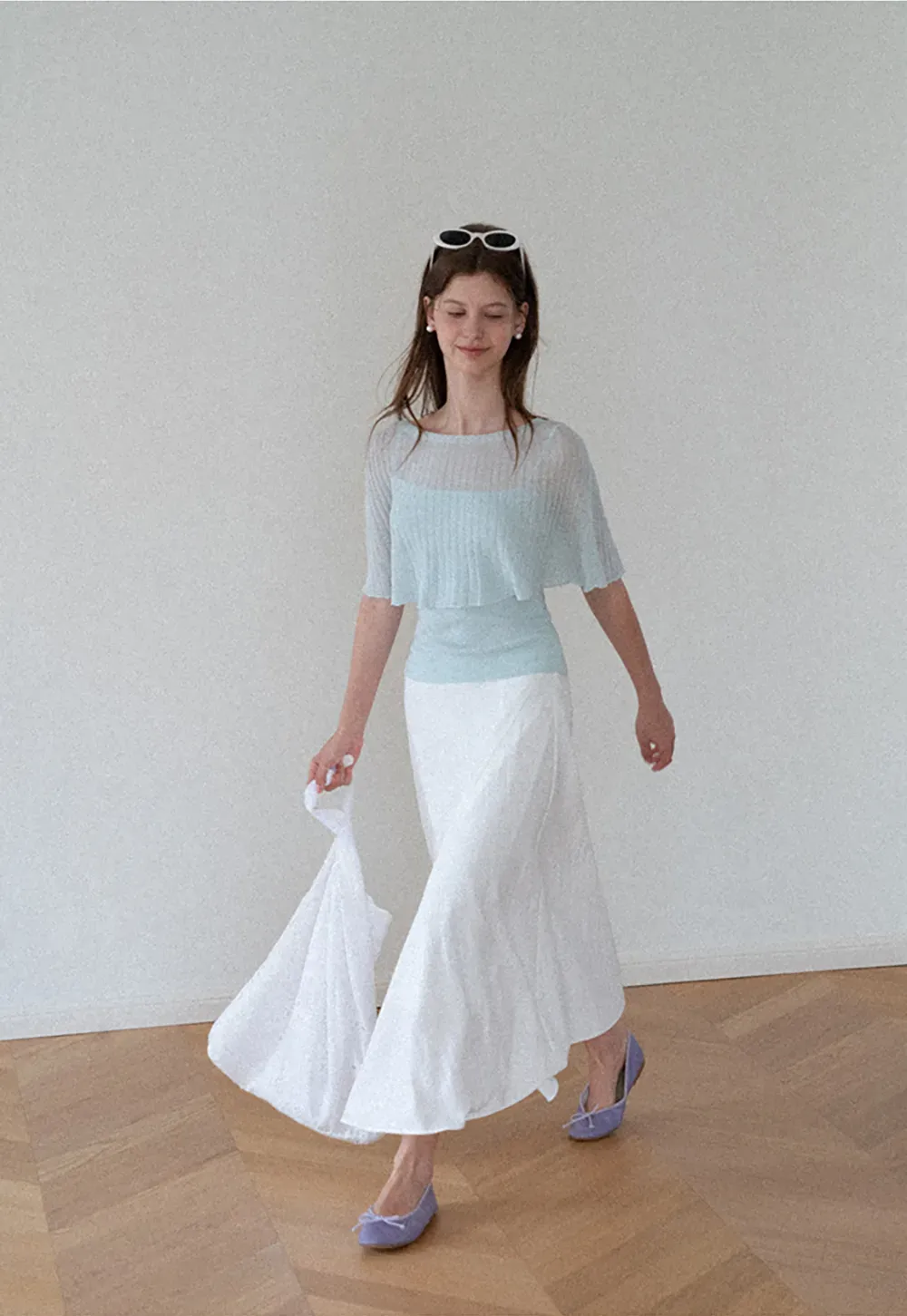 Asymmetrical Hem Flowing Midi Skirt