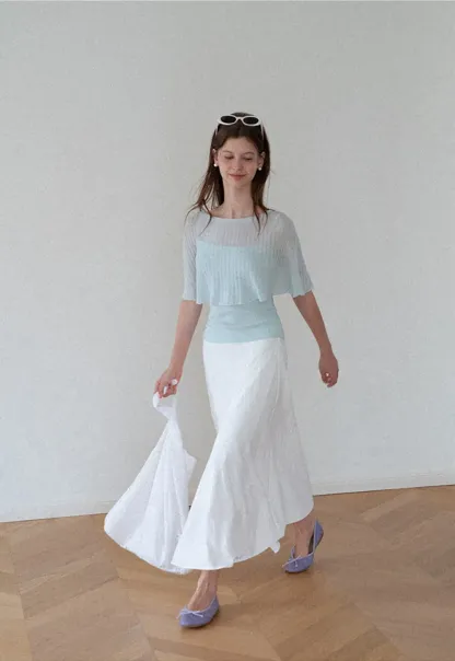 Asymmetrical Hem Flowing Midi Skirt