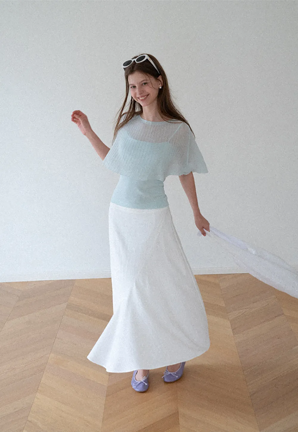 Asymmetrical Hem Flowing Midi Skirt