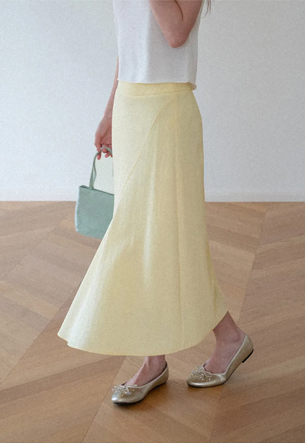 Asymmetrical Hem Flowing Midi Skirt