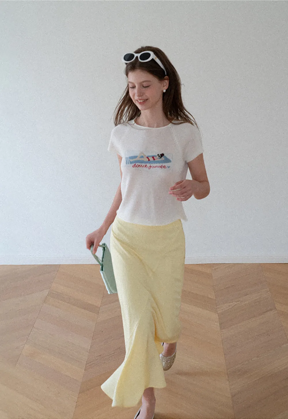 Asymmetrical Hem Flowing Midi Skirt
