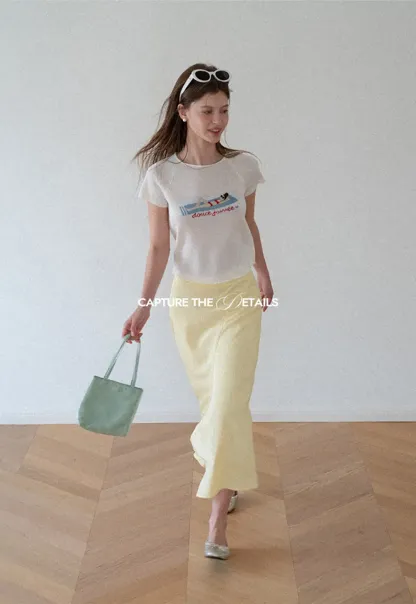 Asymmetrical Hem Flowing Midi Skirt