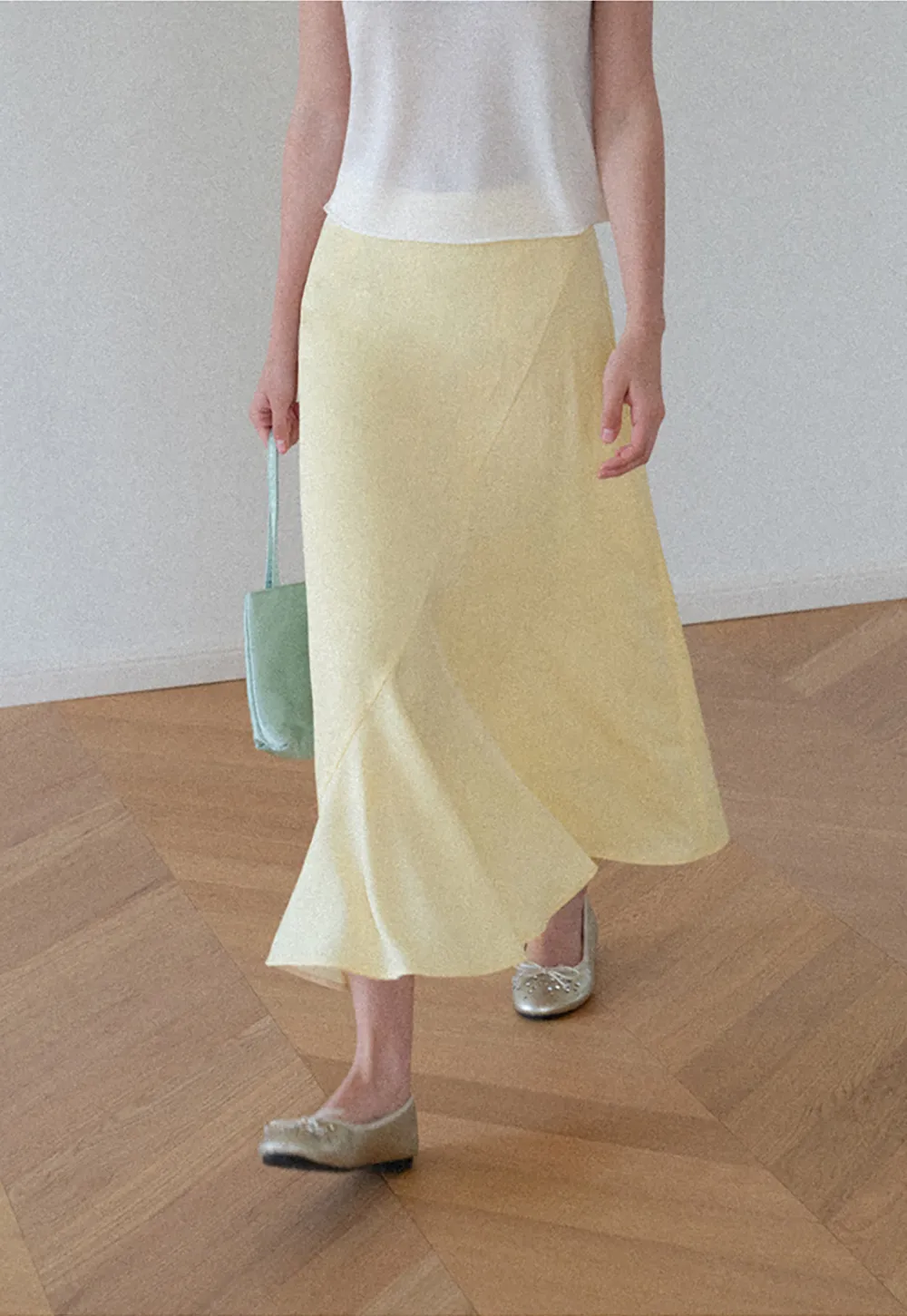 Asymmetrical Hem Flowing Midi Skirt
