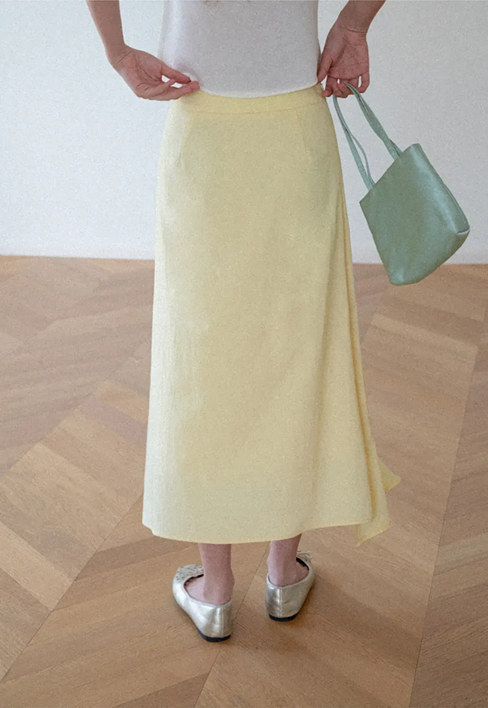 Asymmetrical Hem Flowing Midi Skirt