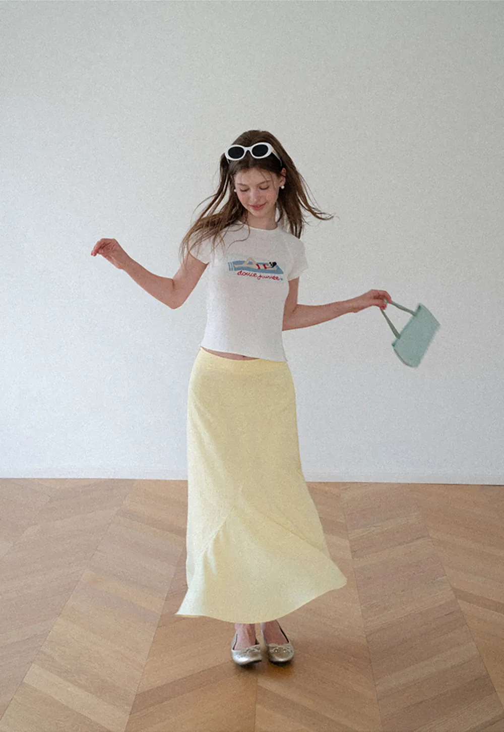 Asymmetrical Hem Flowing Midi Skirt