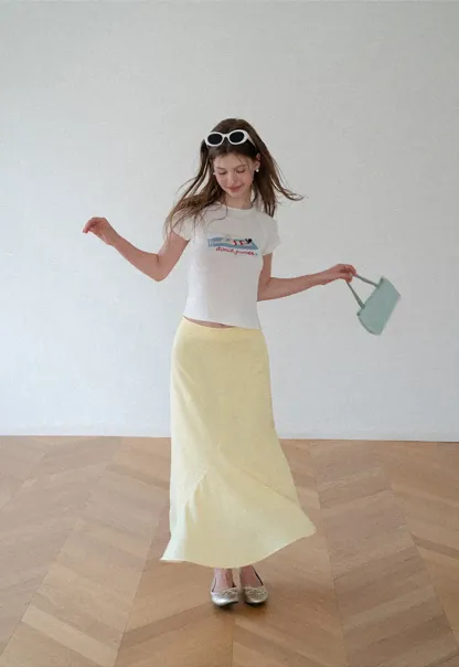 Asymmetrical Hem Flowing Midi Skirt